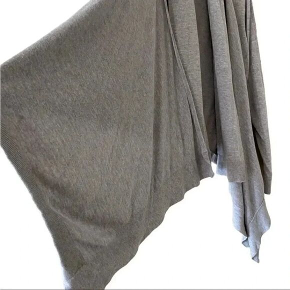 Michael Kors Gray Asymetrical Long Sleeves Knit Drape Open Front Cardigan L - Picture 3 of 14